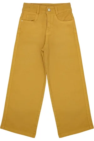 Look Jeans Infantil - Calça Juvenil Wide Leg Sarja Mostarda