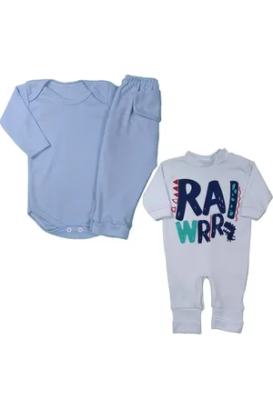 Koala Baby Infantil - Kit 3 Peças Body Manga Longa E Mijão E Macacão Suedine