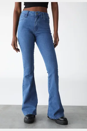 Calça jeans com estampa grafite feminina, INS Blogger, padrão Hip