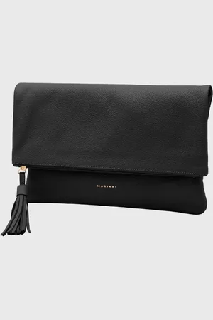 Mariart Bolsa Carteira Clutch Couro Hibisco Preta