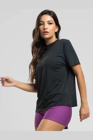 Vicbela Blusa Feminina Manga Curta Fitness Tecido DryFit