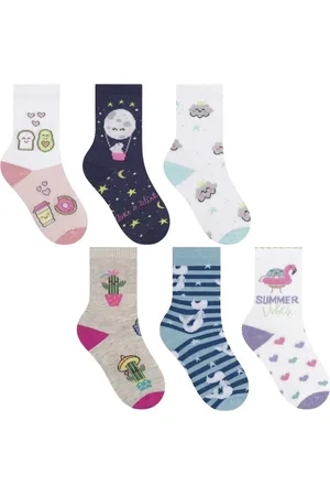 Selene Kit 3 Meias Menina Algodão Varias Estampas 2451/1451
