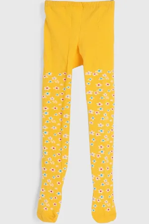 FÁBULA Meia Calça Floral Amarela