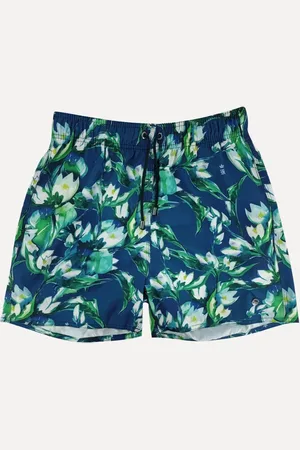 Sergio K. Short Masculino Beachwear Folhagem Floral Escuro