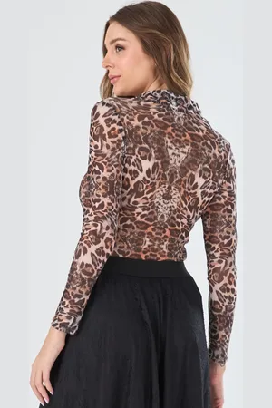 PKS Camisa Manga Longa Tule Estampa Animal Print