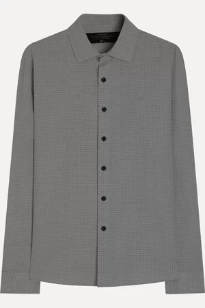 Ellus Camisa Masculina Tricoline LY Slim Pagosa Italian Xadrez Escuro