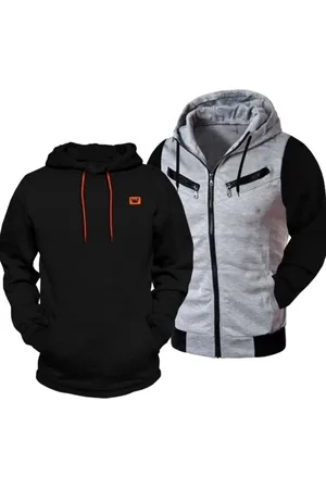 Relaxado Kit Jaqueta Ziper e Blusa De Moletom Fechada Com Capuz Esporte Inverno Urbano