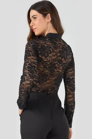 PKS Camisa Manga Longa Renda Preta