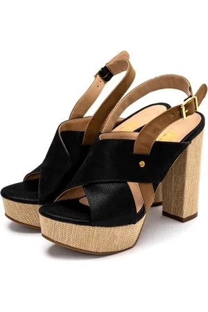 Flor da Pele Sandália Meia Pata Salto Grosso Tendência 170906 Nobucado E Chocolate