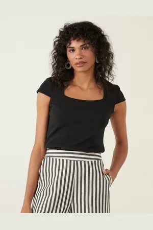 Malwee Blusa Decote Quadrado Malha Canelada