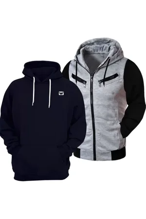 Relaxado Kit Jaqueta Ziper e Blusa De Moletom Fechada Com Capuz Esporte Inverno Urbano