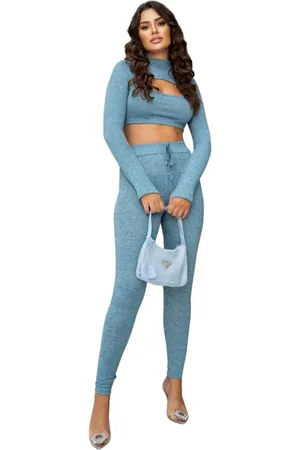 Cia do Vestido Conjunto Lãzinha Cropped e Calça Claro