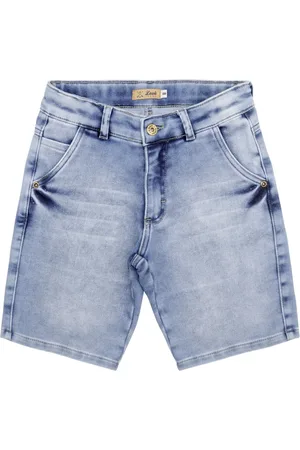 Look Jeans Infantil - Bermuda Juvenil Clássica Jeans Moletom
