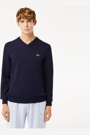 Lacoste Suéter masculino de Algodão Orgânico com Gola V