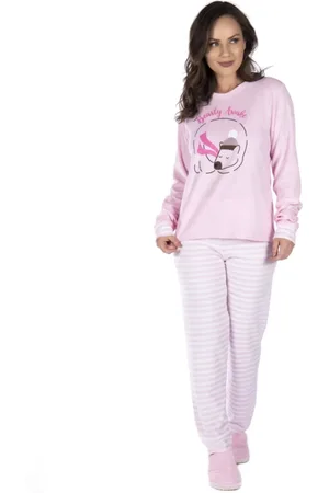 Conjunto De Frio Pijama Feminino Inverno Americano Adulto Marca Victory  Original - Pink