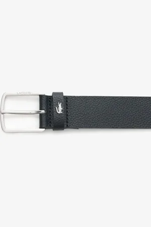 Lacoste Cinto de couro Granulado com Detalhe de Crocodilo