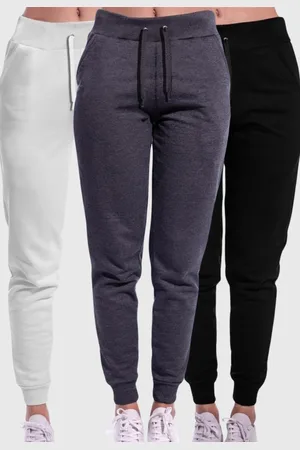 Benellys Kit 3 Calças Moletom Femininas Básicas Lisas Chumbo - Preto - Off-White