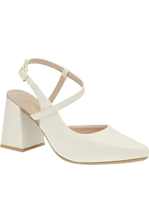 LÓRIS SHOES Scarpin Feminino Lóris Shoes Off White Slingback Salto Alto Confortável Retro 2395