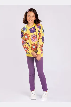 Molekada Infantil - Conjunto Blusão Menina Em Moletom E Legging Flores