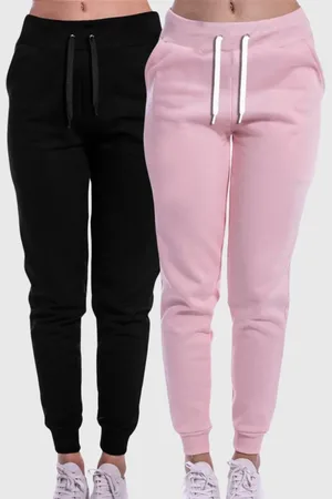 Benellys Kit 2 Calças Femininas Moletom Lisas Básicas Rosa e Preto