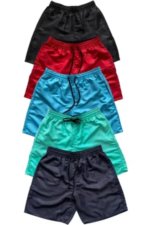 Relaxado Kit 5 Bermudas Shorts Tactel Liso Masculino Moda Praia Verão Mix Cores