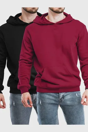 Benellys Kit 2 Moletom Canguru Masculino Fechado Flanelado Liso Vinho com