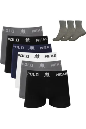 Polo Wear Kit 6 Cueca Boxer Microfibra Sortido + 3 Meias M12 Colorido