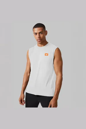 Relaxado Camisa Regata Masculina de Algodão Camiseta Gola Redonda Siri