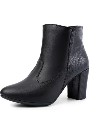 Lumiss Bota Cano Curto Feminina Salto Alto Bloco Grosso Confortável Blogueira Croco