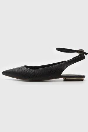 Jorge bischoff Sapatilha Slingback de Couro Cobra Preta