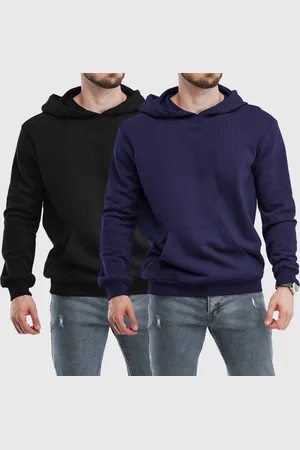 Benellys Kit 2 Moletom Canguru Masculino Fechado Flanelado Liso Marinho com