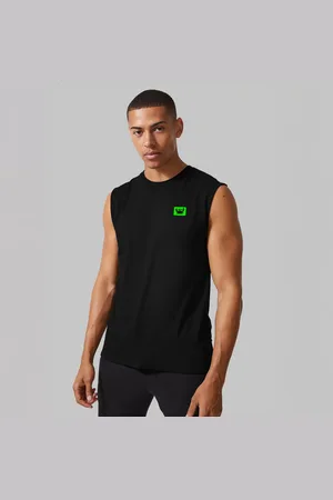 Relaxado Camisa Regata Masculina de Algodão Camiseta Gola Redonda Siri