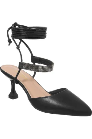 Stessy Shoes Scarpin Bico Fino Salto Taça Baixo Strass Amarrar Confort