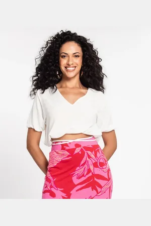 Rovitex Blusa Cropped Feminina Decote V
