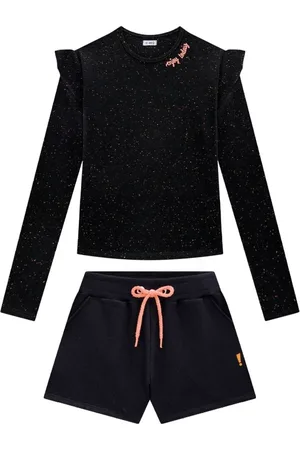 Nina Go Infantil - Conjunto Blusa com Babado e Short Moletom Feminino