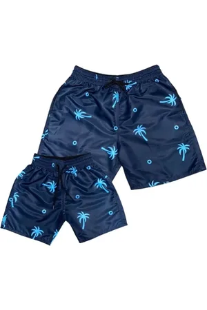 Relaxado Kit Família Shorts Moda Verão Praia Bermudas Tal Pai Tal Filho Amor Amizade Azul