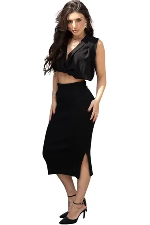 Cia do Vestido Saia Midi Tricot Modal