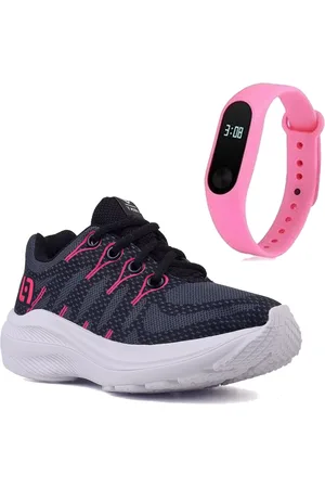 CALCADOS LGHT LIGHT Infantil - Kit Tênis Pink Meninas Escolar Relógio