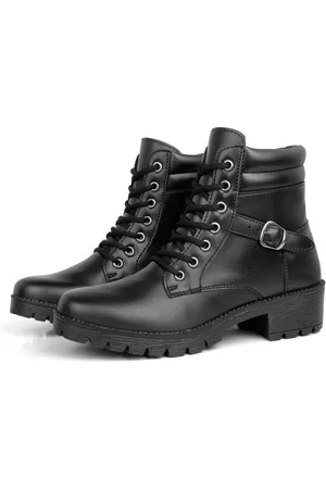 Sapatofran Bota Feminina Coturno Cano Curto Inverno Salto Grosso Tratorada