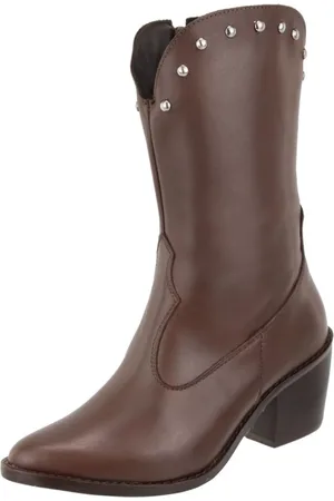 KUENTO SHOES Bota em Couro Texana Western Cano Medio Bico Fino Country Chocolate