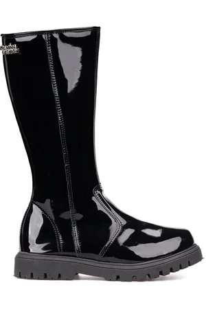 Menina Fashion Infantil - Bota Feminina Cano Longo Galocha Tratorada Verniz