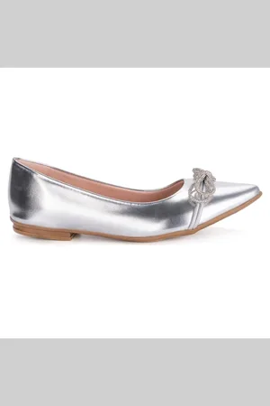 Domidona Sapatilha Feminina Laço Com Strass Bico Fino Luxo Elegante