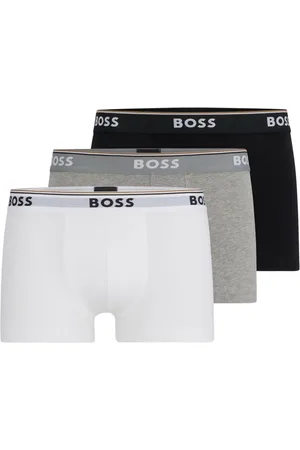 HUGO BOSS Conjunto De Três Boxers De Algodão Stretch Com Logotipo Na Cintura