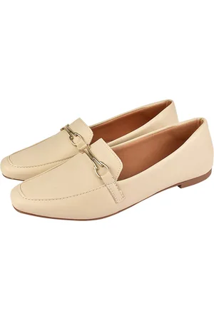 Donatella Shoes Sapato Feminino Mocassim Bico Quadrado Confort Sapatilha Off White