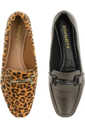 Donatella Shoes Kit 2 Pares Sapato Feminino Mocassim Bico Quadrado Confort e Prata Velho