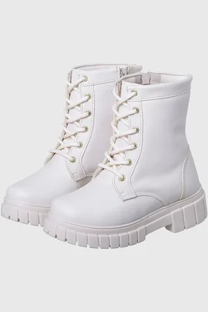 Kidstep Infantil - Bota Coturno Tratorado Off White Cano Curto tep