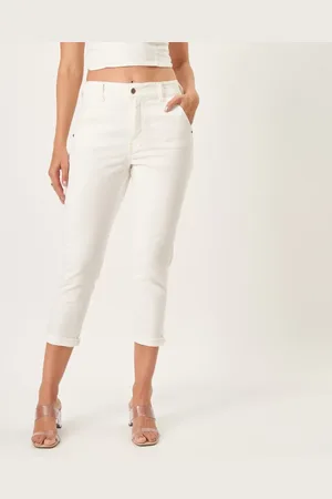 Bloom Calça Capri Jeans Color Confort Cintura Alta Bolso-Faca Cru