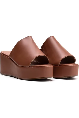 Flor da Pele Tamanco Feminino Anabela Salto Médio 170419 Napa Caramelo