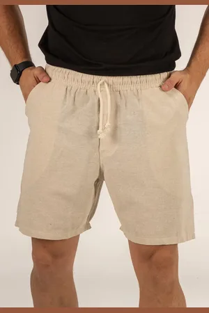 Dulk Short Linho Masculino Premium Bermuda Mauricinho Palha Off White