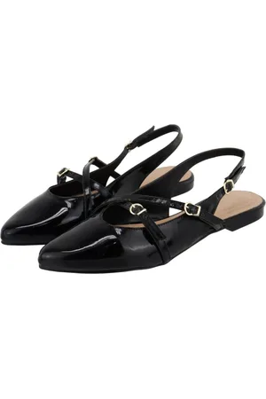Flor da Pele Sapatilha Slingback Rasteira Feminina 184101 Verniz